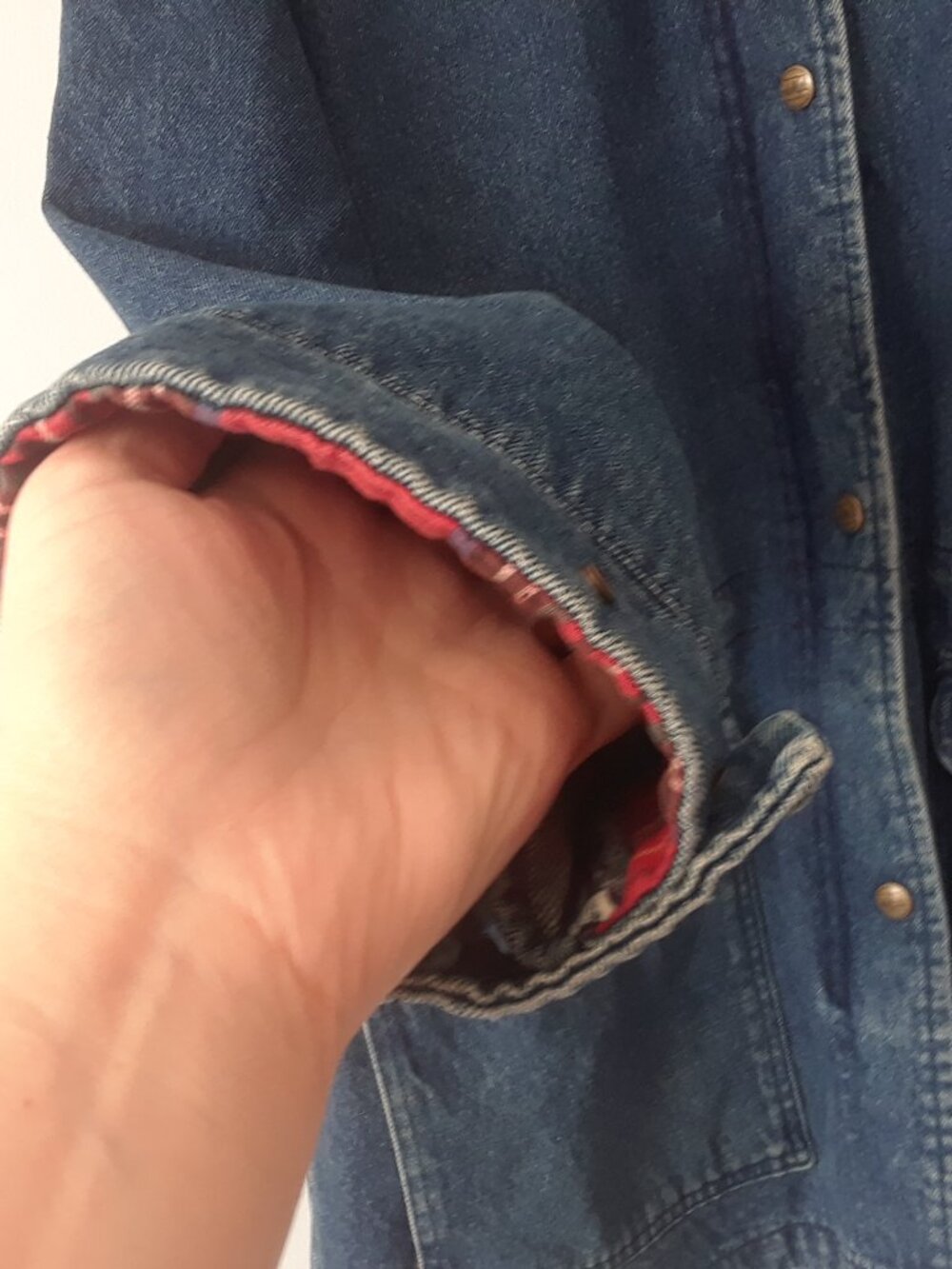 Vintage 80s 90s LL Bean Denim + Plaid Jacket - Picture 13 of 14
